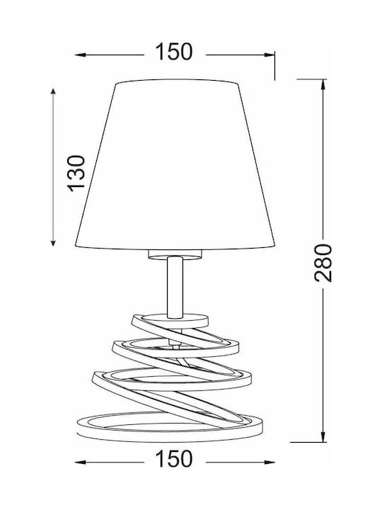 Aca Metal Lampă de masă pentru Soclu E27 cu Umbrelă și Bază Alb