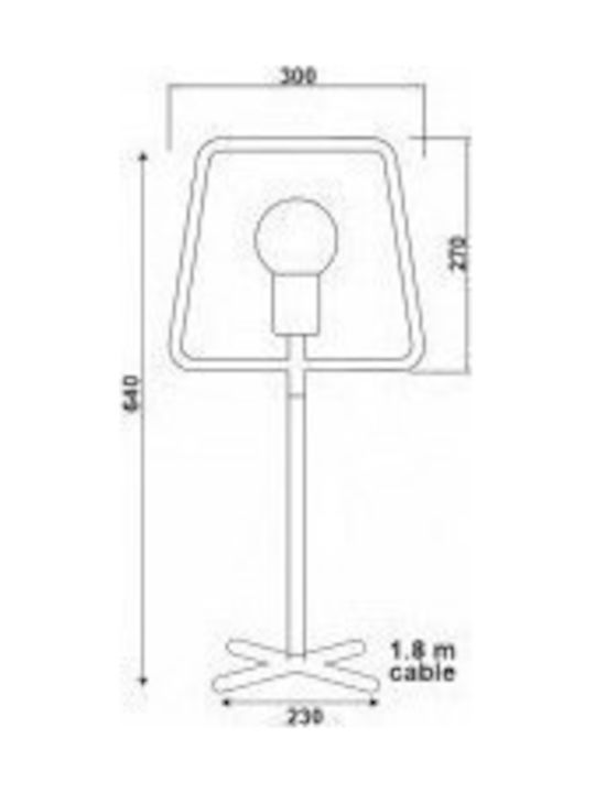 Aca Henter Metal Table Lamp for Socket E27 with White Shade and Base