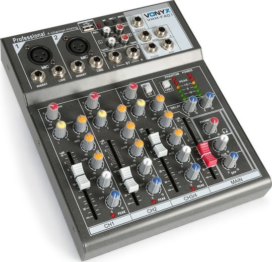 Vonyx VMM-F401 172.575 Analog Console 4 Channels with Phantom Power & 2 XLR Inputs