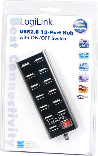 LogiLink USB-Hub 13 Anschlüsse USB 2.0 mit USB-A Anschluss