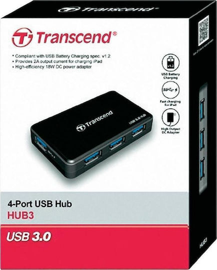 Transcend HUB3 Hub 4 USB 3.0 Ports with USB-A Connection