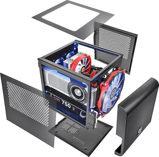 Thermaltake Core V1 Gaming Mini Tower Κουτί Υπολογιστή με Πλαϊνό Παράθυρο Μαύρο
