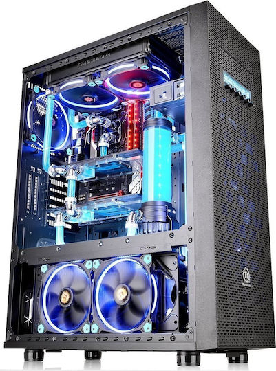 Thermaltake Core X71 Tempered Glass Edition Геймърско бюро Пълна кула Компютърна кутия със страничен прозорец Черен