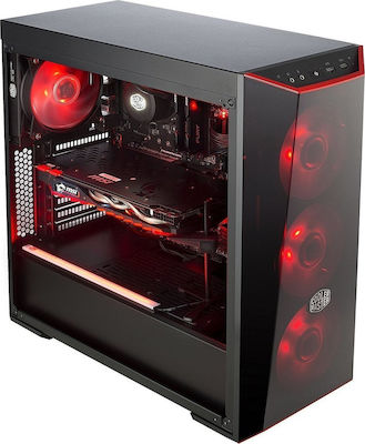 CoolerMaster MasterBox Lite 5 Midi Tower Κουτί Υπολογιστή με Πλαϊνό Παράθυρο Μαύρο