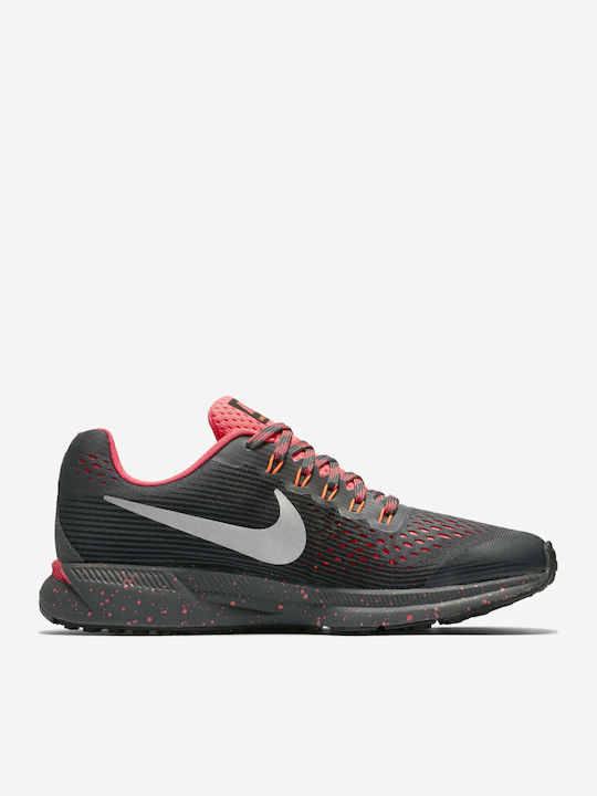 Zoom Pegasus 34 Shield Αδιάβροχα Αθλητικά Παιδικά Παπούτσια Running με Κορδόνια Γκρι