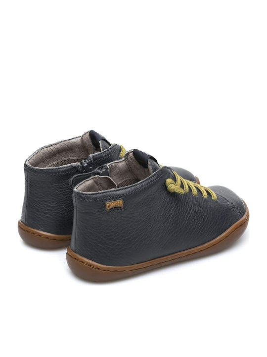 Leather Kids Boots with Zipper Blue