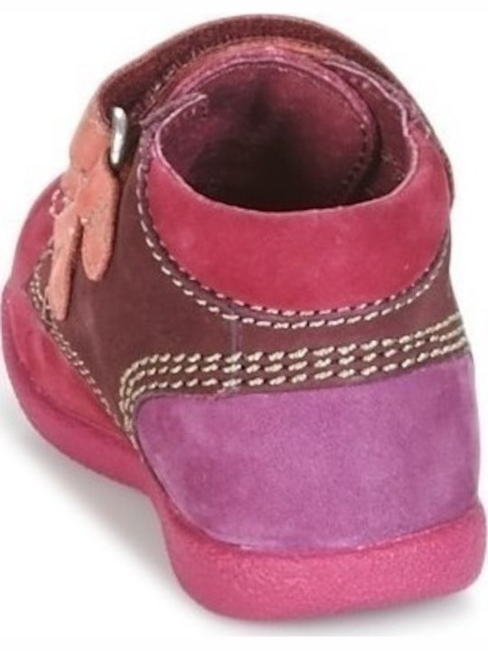 Anatomisch Lederne Kinderstiefeletten mit Klettverschluss Fuchsie