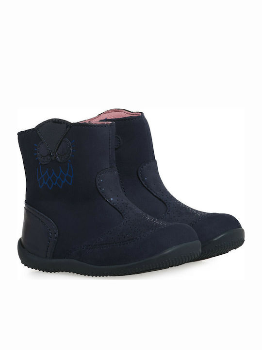 Kickers Kids Leather Anatomic Boots with Zipper Navy Blue