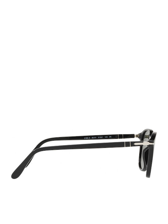 Persol Men's Sunglasses with Black Plastic Frame and Green Lens PO3186S 95/31