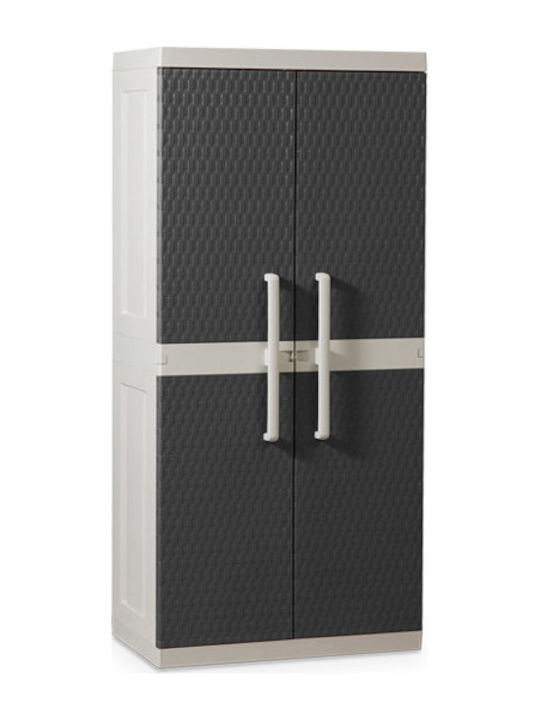 Δίφυλλη Ντουλάπα Rattan XL Πλαστική με 4 Ράφια Light Grey / Warm Grey 312 89x54x190εκ.