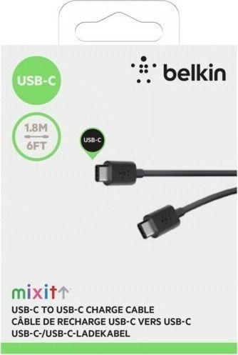 Belkin Mixit USB 2.0 Cable USB-C Male - USB-C 18W Black 1.8m