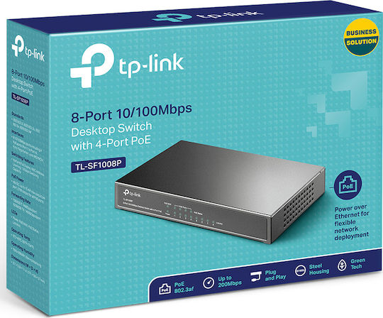 TP-LINK TL-SF1008P v5 Negestionat L2 PoE Switch cu 8 Porturi Ethernet