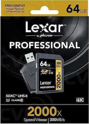 Lexar SDXC 64GB Class 10 U3 UHS-II