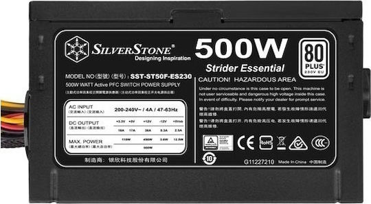 Silverstone ST50F-ES230 rev. 2.0 500W Μαύρο Τροφοδοτικό Υπολογιστή Full Wired 80 Plus Standard