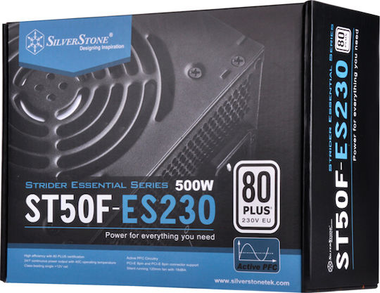 Silverstone ST50F-ES230 rev. 2.0 500W Μαύρο Τροφοδοτικό Υπολογιστή Full Wired 80 Plus Standard