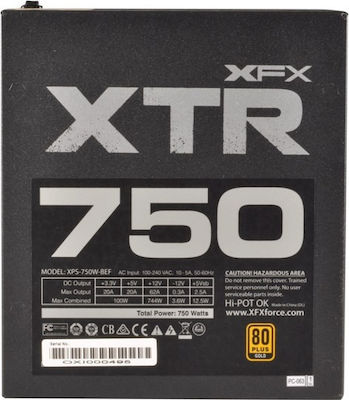 XFX Pro Series 750W Black Edition 750W Захранващ блок за компютър Пълен модул 80 Plus Gold