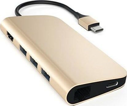 Satechi Aluminum Multi-Port Adapter 4K USB-C / USB-A Docking Station με 4K PD Ethernet Ασημί