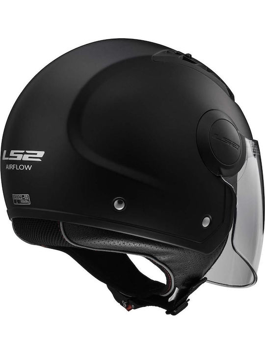 LS2 Airflow OF562 Solid Black Motorradhelm Jet 950gr 30562 50 12