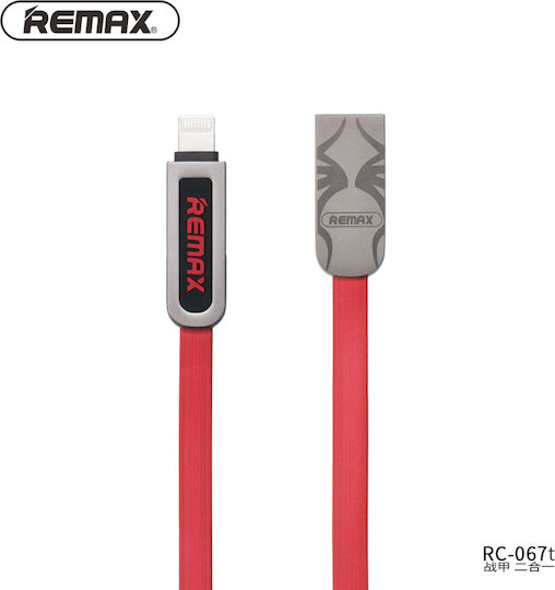 Remax Armor RC-067t Flat USB to Lightning / micro USB Cable Κόκκινο 1m