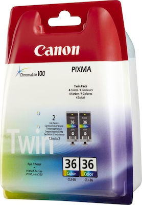 Canon CLI-36 Pachet 2 Cartușe de cerneală pentru imprimantă InkJet Multiplu (culoare) (1511B018)