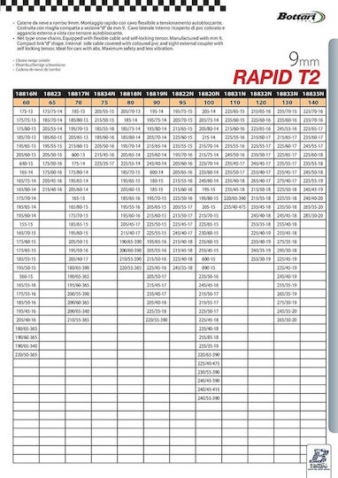 Bottari Rapid T2 No 65 Schneeketten Dicke 9mm PKW 2Stück