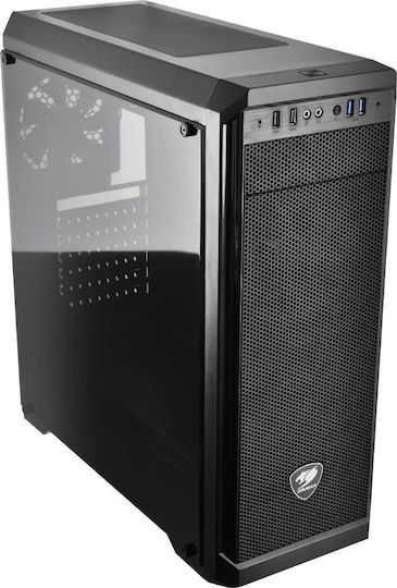 Cougar MX330-G Midi Tower Κουτί Υπολογιστή με Πλαϊνό Παράθυρο Μαύρο