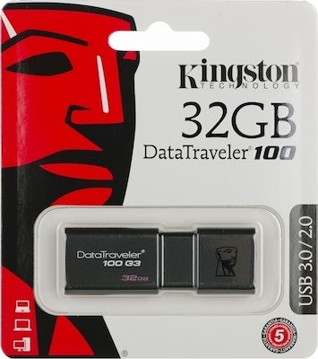 Kingston DataTraveler 100 G3 32GB USB 3.0 Stick Μαύρο