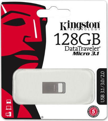 Kingston DataTraveler Micro 128GB USB 3.1 Stick Γκρι