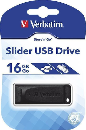 Verbatim Store 'n' Go Slider 16GB USB 2.0 Stick Μαύρο