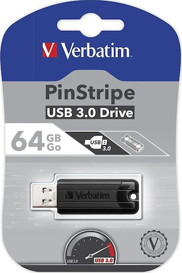 Verbatim PinStripe 64GB USB 3.0 Stick Schwarz