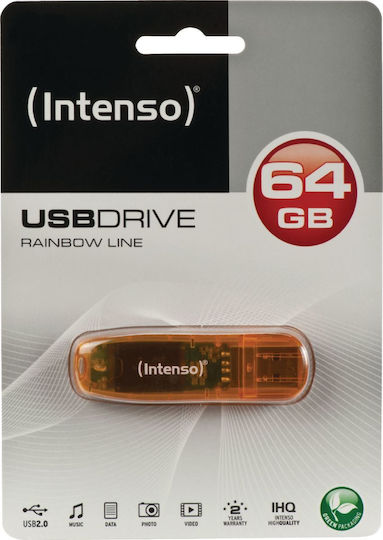 Intenso Rainbow Line 64ГБ USB 2.0 Стик Оранжев