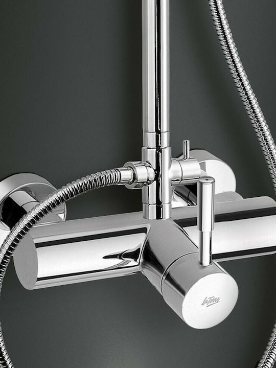 La Torre Tech Shower Column with Mixer 117cm Silver
