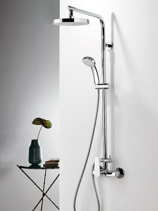 Eurorama Klint Shower Column with Mixer 117cm Silver