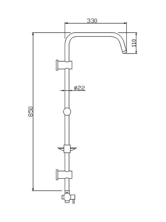 Tema Στήλη Ντουζ χωρίς Μπαταρία 85cm Λευκή
