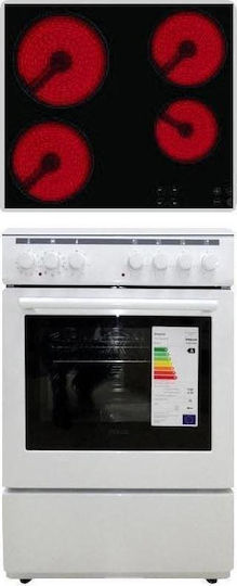 Finlux FLCM 6000A Aragaz 65lt cu Plite Ceramice L60cm. White
