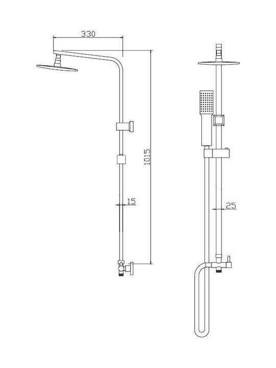 Karag Viky Shower Column without Mixer 108cm Silver