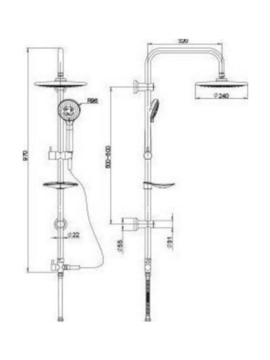 Paini 50CR191RSP3 Duschsäule ohne Armatur 97cm Silber