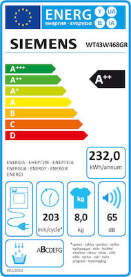 Siemens WT43W468GR Tumble Dryer 8kg A++ with Heat Pump