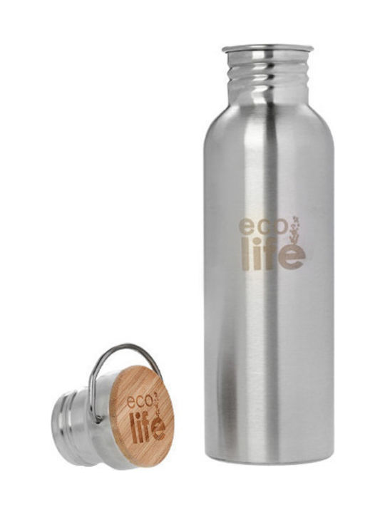 Ecolife Bamboo Ανοξείδωτο Παγούρι 750ml Ασημί