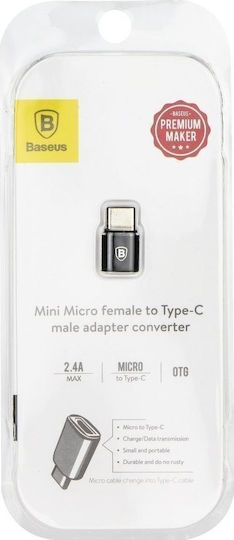 Baseus Конвертор USB-C мъжки към USB-A женски Черен 1бр CATOTG-01