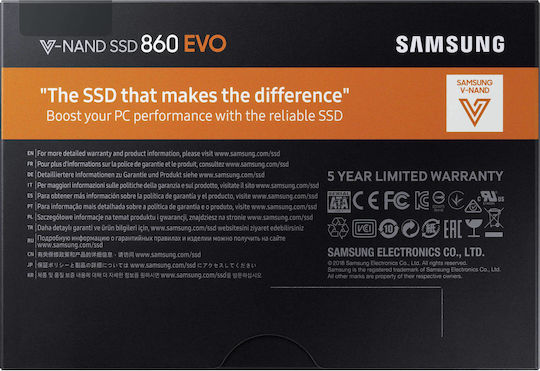 Samsung 860 Evo SSD 250GB τύπου 2.5'' με σύνδεση SATA III MZ-76E250B/EU
