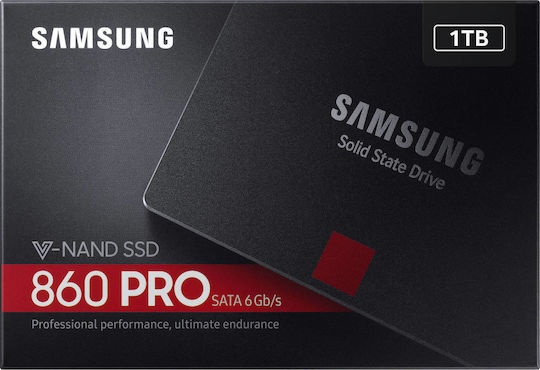 Samsung 860 Pro SSD 1TB τύπου 2.5'' με σύνδεση SATA III MZ-76P1T0BW MZ-76P1T0B/EU