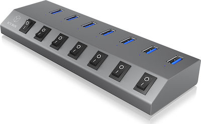 RaidSonic Icy Box IB-HUB1701-U3 USB 3.0 Hub 7 Θυρών με σύνδεση USB-A & Θύρα Φόρτισης και Εξωτερική Παροχή Ρεύματος