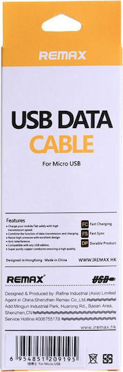 Remax Regular USB 2.0 to micro USB Cable Λευκό 1m (Data Cable)