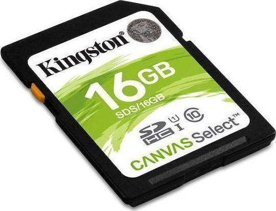 Kingston Canvas Select SDHC 16GB Class 10 U1 UHS-I