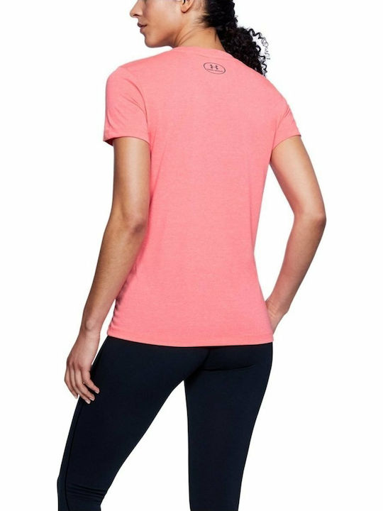 Under Armour Threadborne Train Twist V-Neck Women's Athletic T-shirt with V Neckline Pink