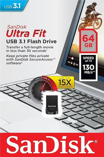 Sandisk Ultra Fit 64GB USB 3.1 Stick Black