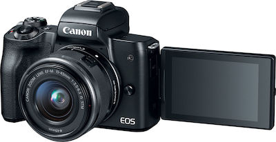 Canon EOS M50 Mirrorless Camera Crop Frame Kit (EF-M 15-45mm F3.5-6.3 IS STM) Black