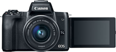 Canon EOS M50 Mirrorless Camera Crop Frame Kit (EF-M 15-45mm F3.5-6.3 IS STM) Black