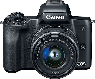 Canon EOS M50 Mirrorless Camera Crop Frame Kit (EF-M 15-45mm F3.5-6.3 IS STM) Black